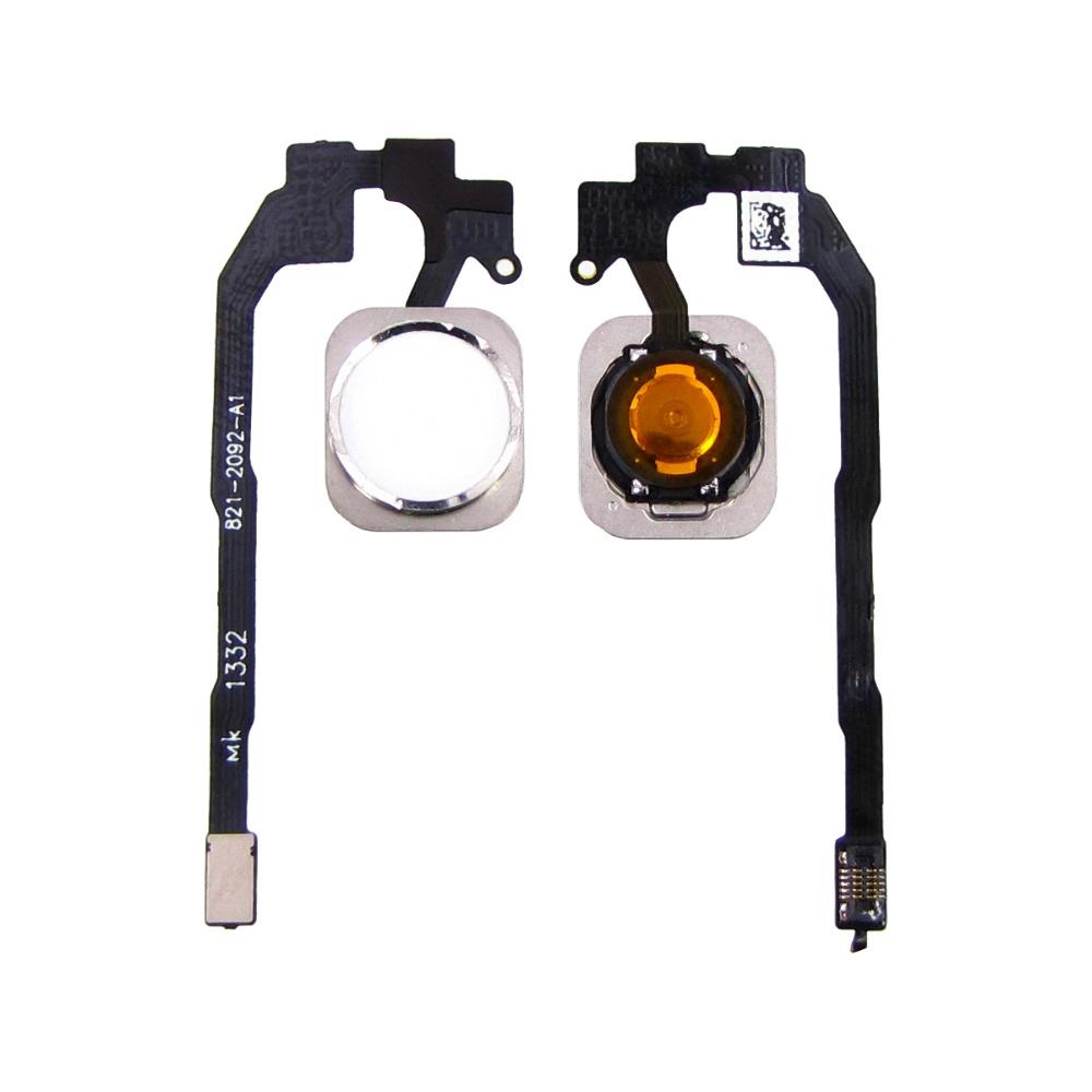 Шлейф для Apple iPhone 5s на кнопку HOME с белой кнопкой и серебристым ...