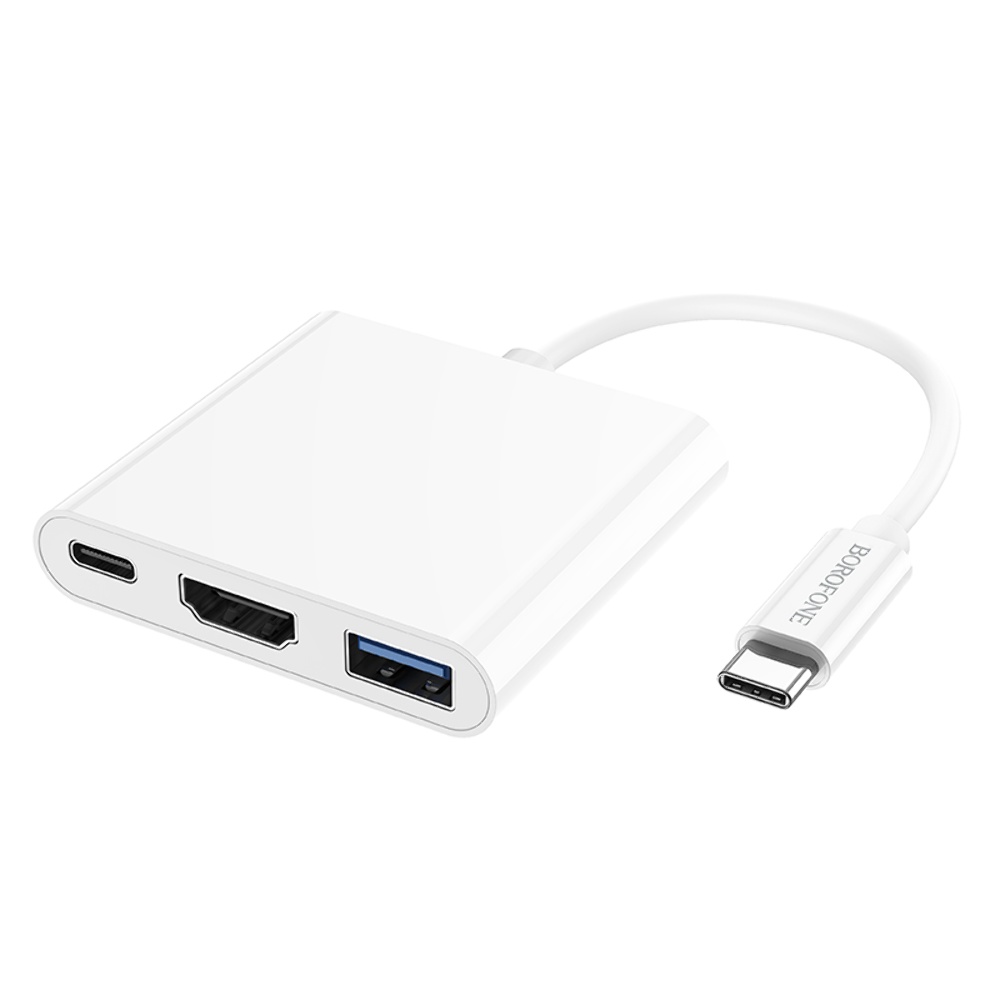 Мультиадаптер хаб Borofone DH4 3в1 Type-C to USB 3.0 (F)/ HDMI (F ...