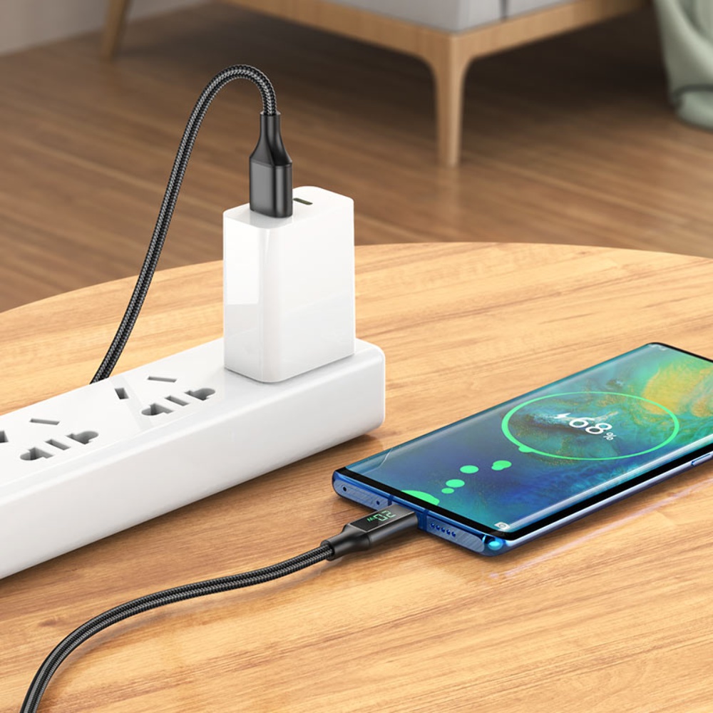 Кабель Borofone BU32 с дисплеем USB to Type-C QC 1.2m black | MasterClub