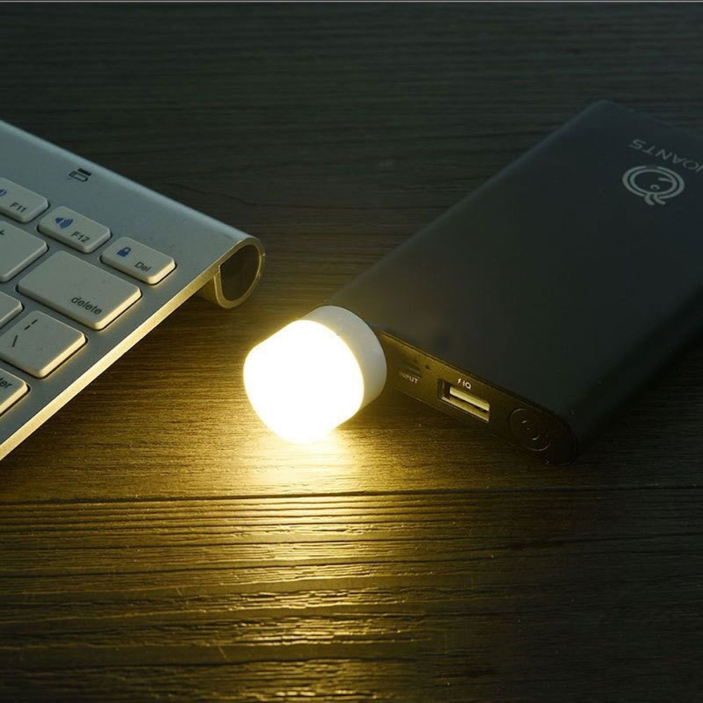 USB LED лампочка цилиндрическая, теплый свет белая | MasterClub