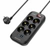 Сетевой фильтр удлинитель Ldnio SE6403C 2 USB/ 2 Type-C 20W 6 розеток 2500W 2m black
